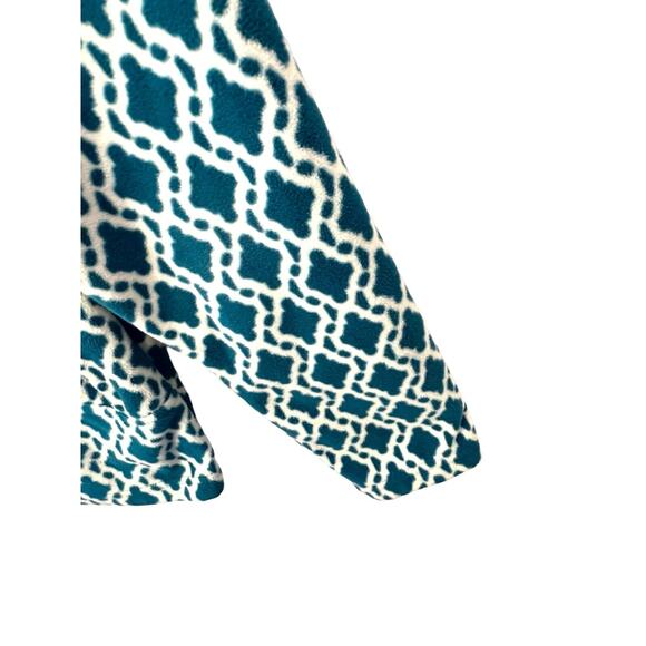 Lands End Fleece Pullover Womens Size L Blue White Diamond 1/4 Zip Long Sleeve - Picture 3 of 8